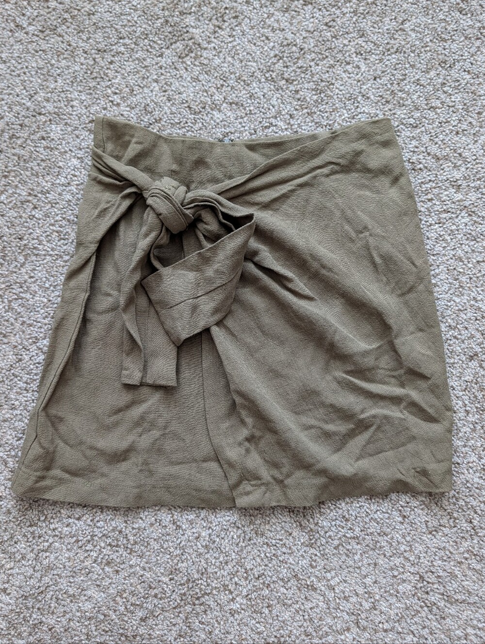 Grade & Gather Womens Olive Green Linen Tie Front Mini Skirt NWT Size Small